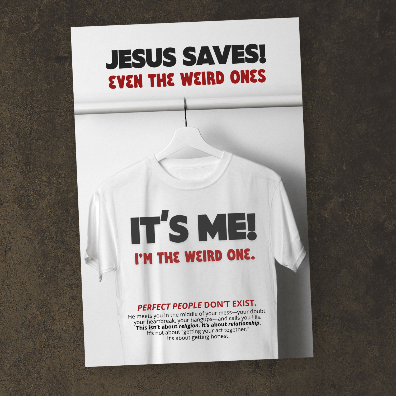 Front cover of the Jesus Saves Even the Weird Ones Gospel Booklet
